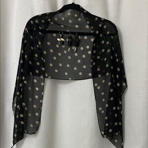 Mother’s Day Easter 3pc Gift Set 2 pairs earrings Black Sheer Polka Dot Shrug